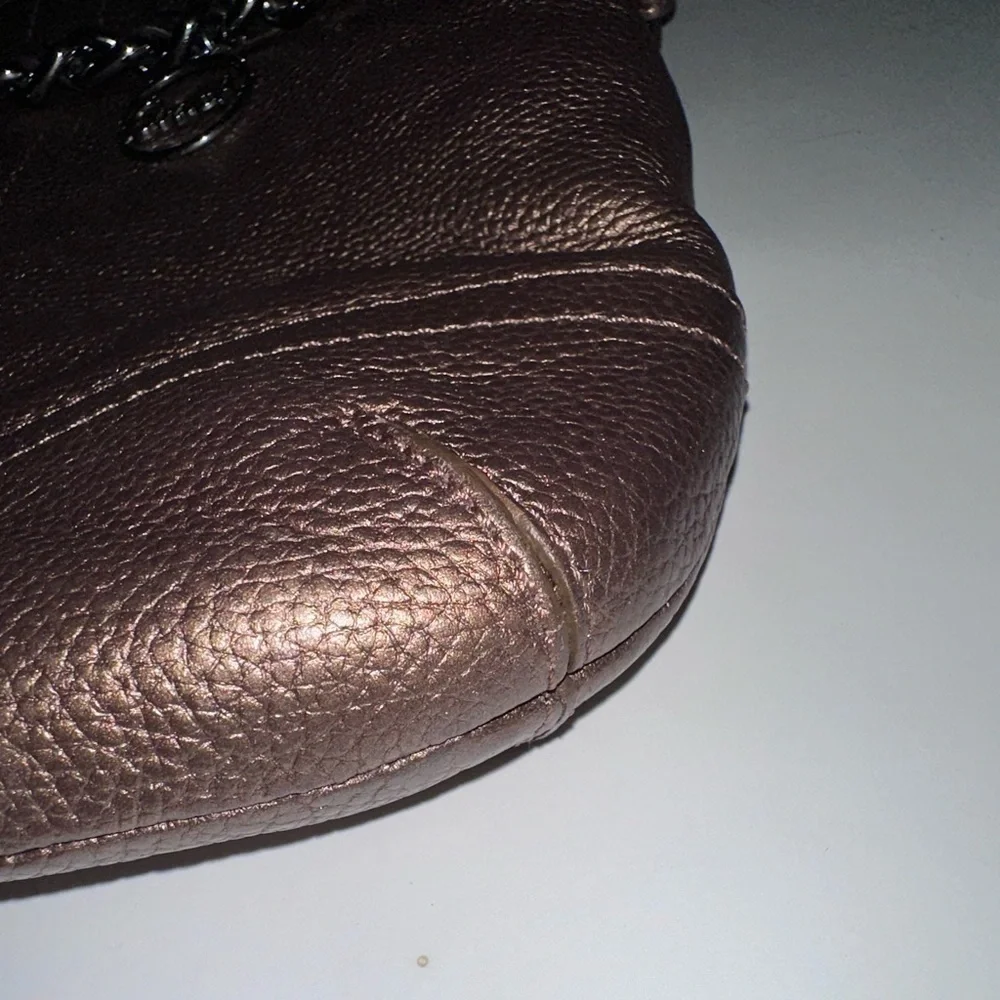 Vintage Coach North South Bronze Tote with Chain